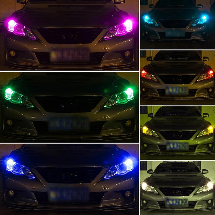 T10 светодиодный W5W сигнальный светильник s Canbus RGB лампа для чтения клиновая лампа стробоскопический Светильник Красочные Многомодовые автомобильные лампы с пультом дистанционного управления