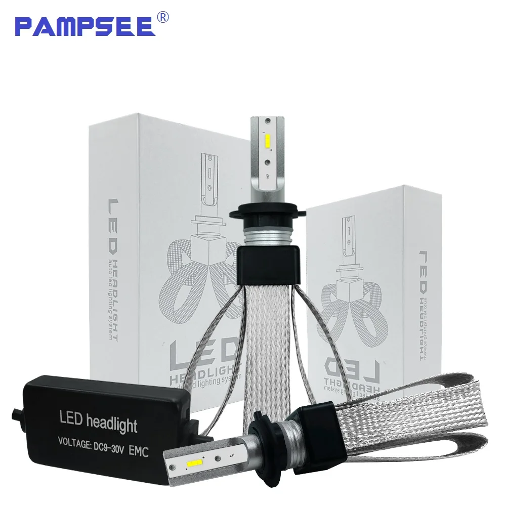 PAMPSEE T8 Автомобильная фара H4 H7 светодиодные лампы H1 H3 H8 H11 HB4 HB3 9006 9005 H27 880 CSP чипы 9600LM