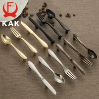 kak 5pcs fashion zinc alloy cabinet handles kitchen spoon fork knife cupboard handles drawer knobs novelty furniture handle 76mm