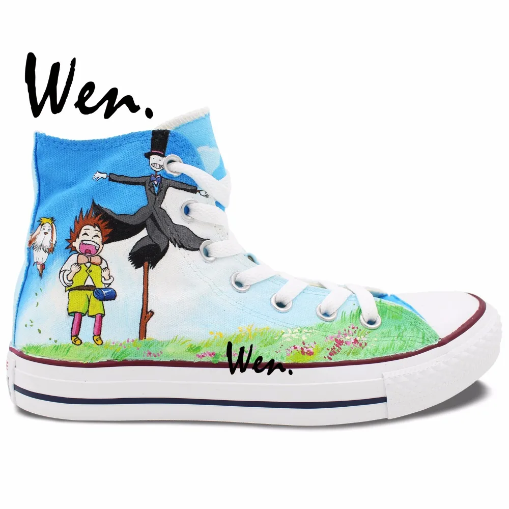 

Wen Hand Painted Shoes Design Custom Howl's Moving Castle Man Woman's Anime High Top Canvas Sneakers Birthday Gifts