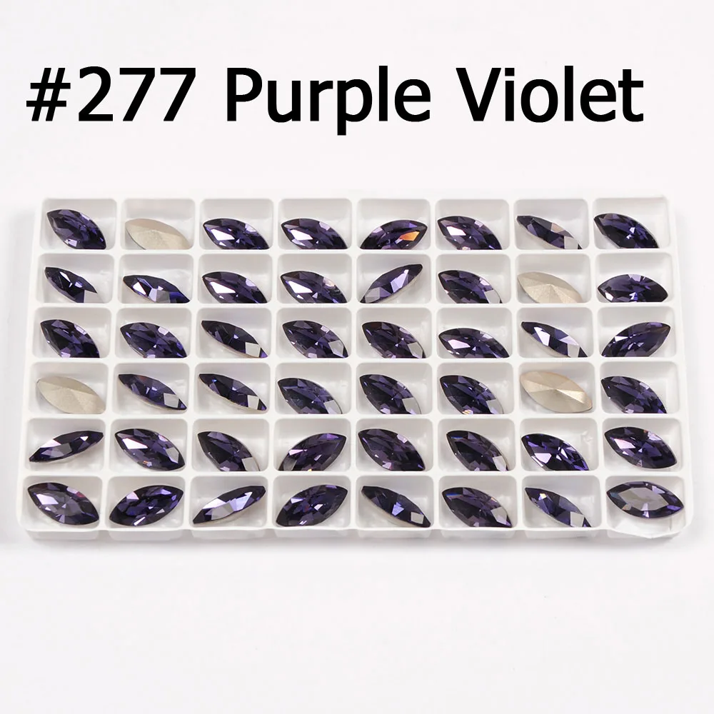 purple violet Navette Стразы 14 цветов серебро золото установка K9 стекло Кристалл пришить горный хрусталь свадебное платье обувь сумки ювелирные изделия Diy отделка - Цвет: purple violet