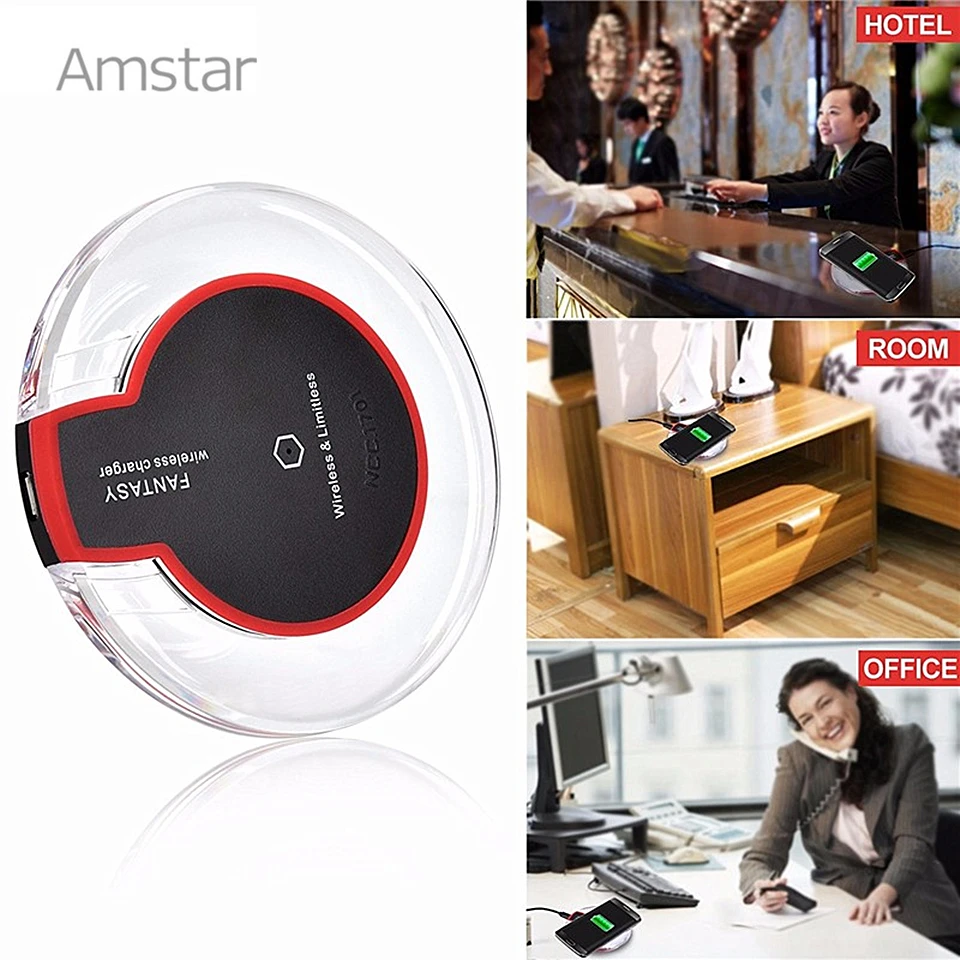 Amstar Qi Беспроводной Зарядное устройство зарядного устройства для iPhone X 8 samsung S8 +