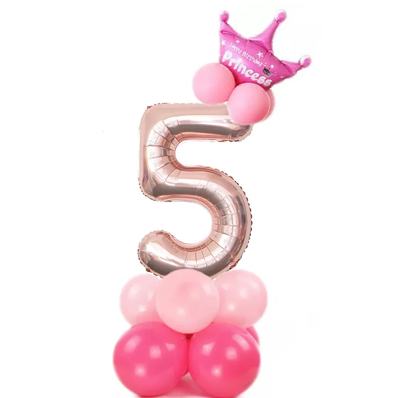 pink5 15 шт./лот, фольгированные шары с цифрами, воздушные шары для дня рождения, Детские воздушные шары для дня рождения, праздничные вечерние украшения - Цвет: pink5