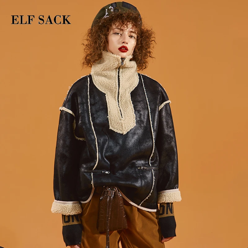 ELFSACK зимняя одежда новые женские куртки полный отложной воротник искусственный
