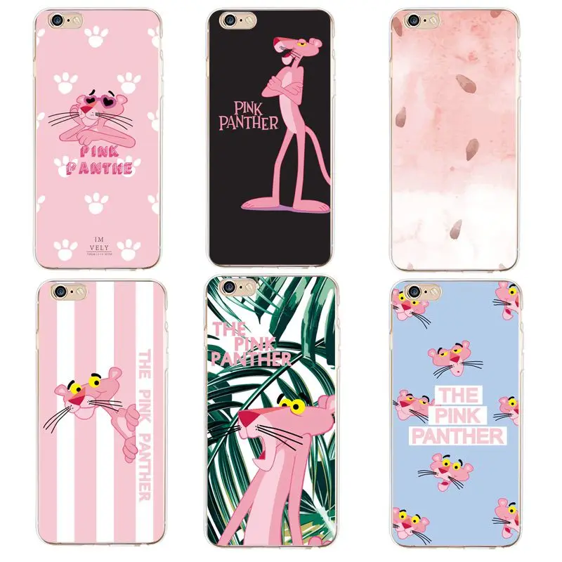 Feather Soft Clear TPU Phone Case For iPhone 4/4s 5 5s 6 6plus 7 8plus x Silicone Pink Panther Cover Free Shipping | Мобильные