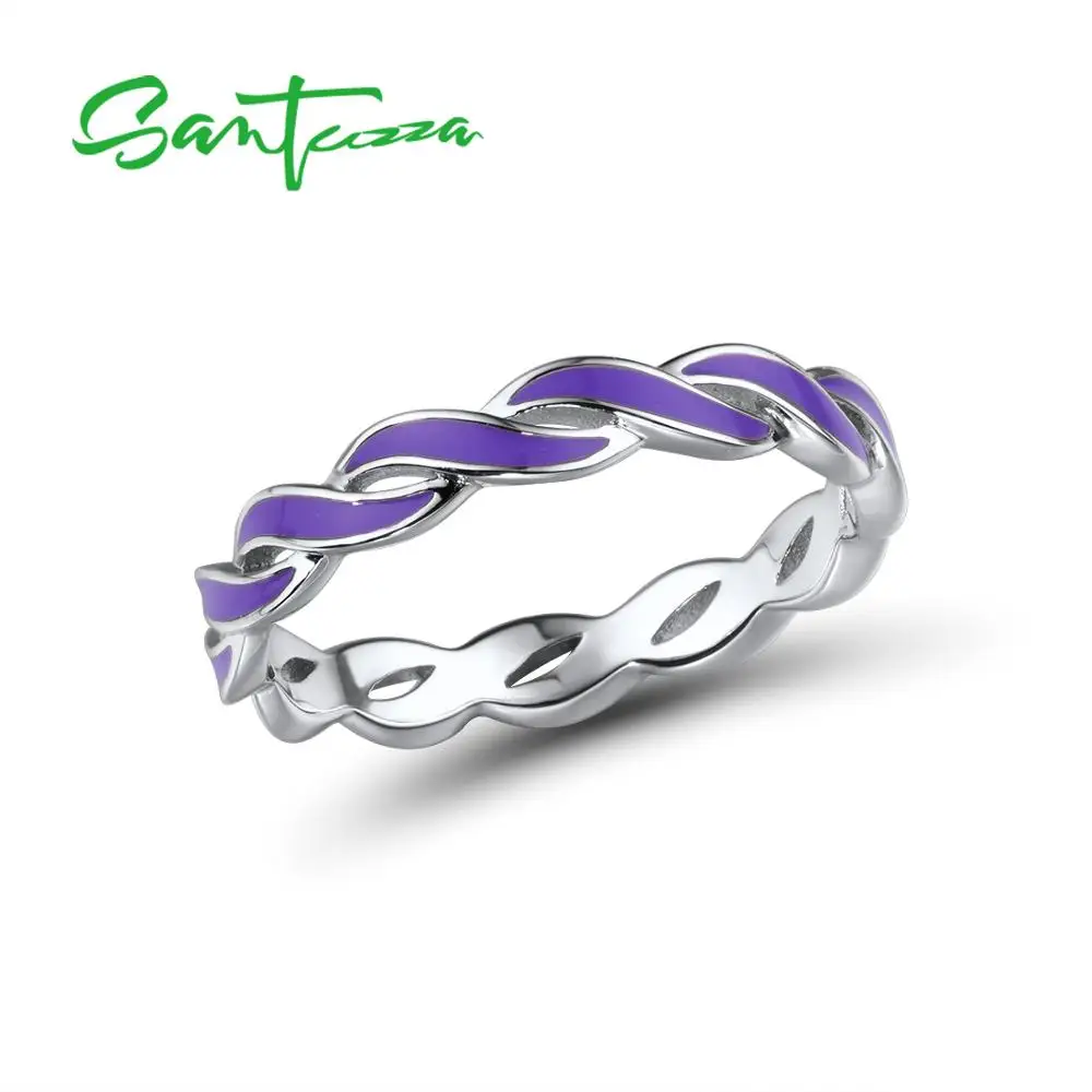 SANTUZZA 925 пробы серебряные кольца для женщин Красочные витые стекируемые кольца вечности кольца модные ювелирные изделия ручной работы с эмалью