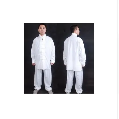 white Tai chi форма тайцзицюань ушу кунг-фу одежда дети взрослые Единоборства крыло костюм для вин-Чунь хлопок Униформа с длинными рукавами - Цвет: white