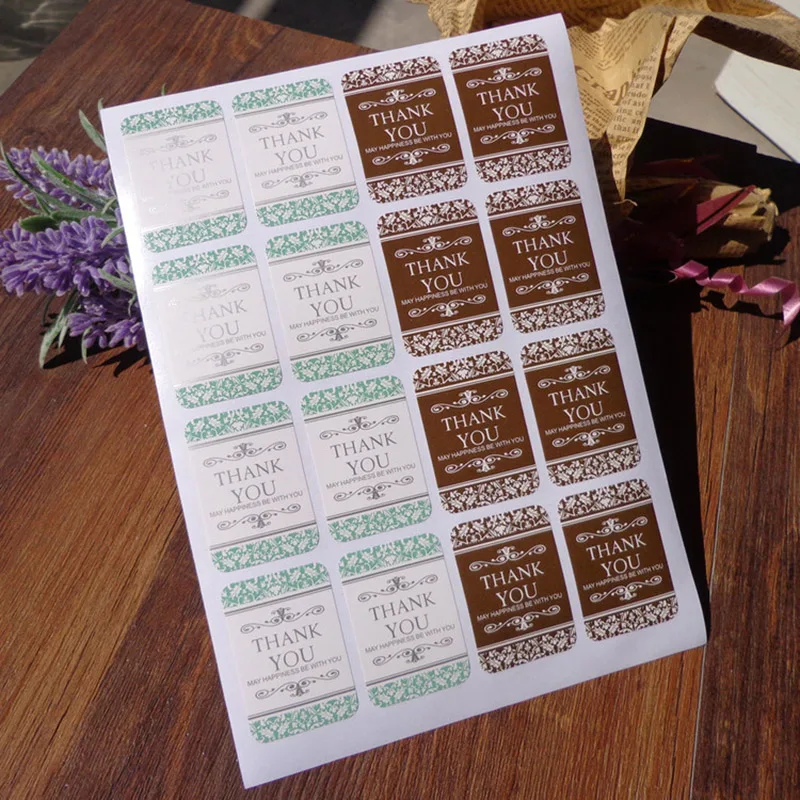 80 шт./лот винтажный цветок благодарим вас клейкая этикетка крафт-печать наклейка
