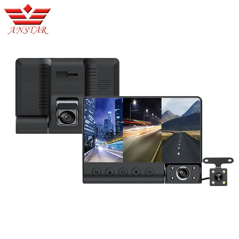 ANSTAR 4''Car DVR 1080P 3 объектив вида видео Регистраторы внутри автомобиля до и после