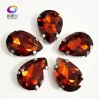 Темно-коричневые Стразы в форме слезы, высокое качество, плоские стеклянные кристаллы, Пришивные, аксессуары для одежды SWS31