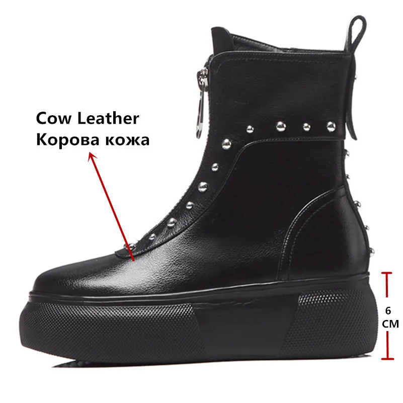 CONASCO/женские ботильоны в стиле панк; обувь из натуральной кожи с заклепками для вечеринок и ночных клубов; женская повседневная обувь на высокой платформе; классические ботинки