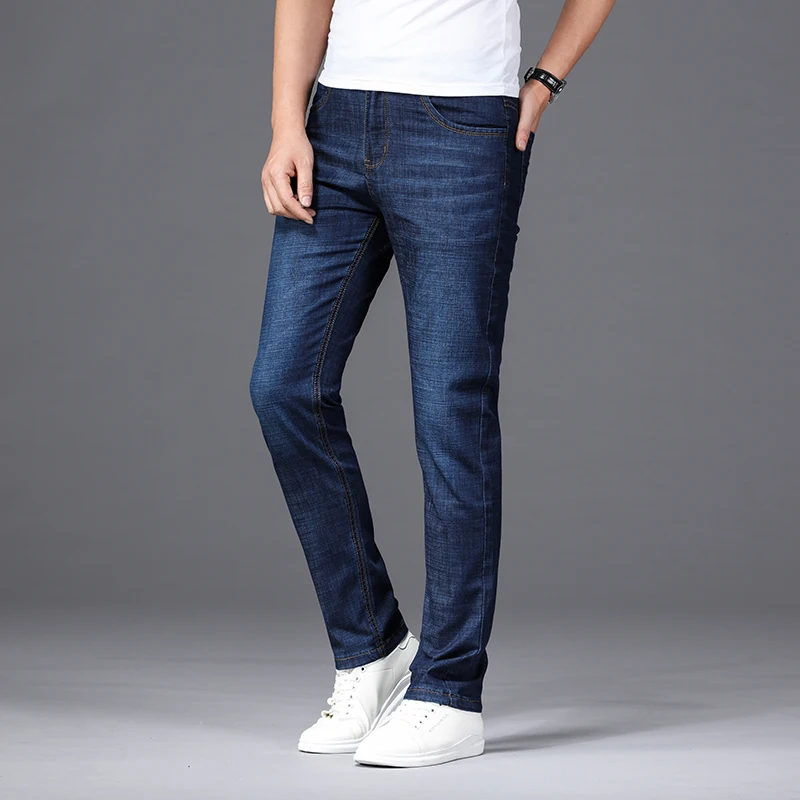 2019 New Slim Fit Small Straight Male Trousers Denim Pants Brand ClotheMen Classic Business Jeans Fashion Casual Primary Color | Мужская