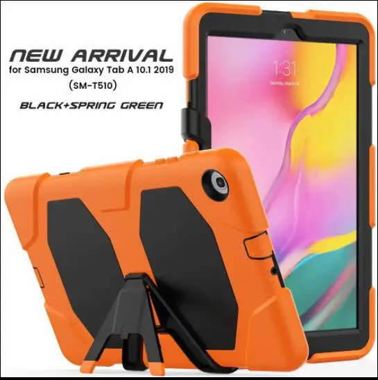Чехол для Samsung Galaxy Tab A 10,1 T510 T515Tablet ударопрочный жесткий военный, повышенная нагрузка силиконовый прочная стойка защитный - Цвет: 7