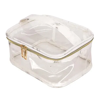 1 Pcs Clear White Прозрачная ПВХ Мраморная женская косметичка дорожные кисти для макияжа прозрачная коробка кисточка мыть мешок водонепроницаемый губная помада косметичка - Цвет: 1 Pcs Clear White