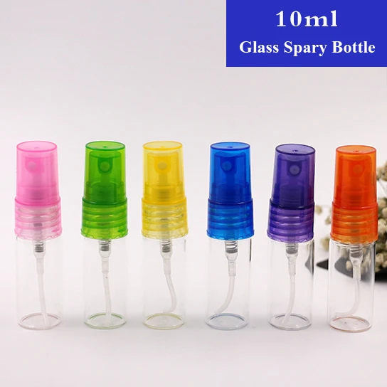 

10ml 10pcs free shipping clear glass spray bottles, glass bottle, mist sprayer bottle, press nozzle perfume bottle cosmetic tube