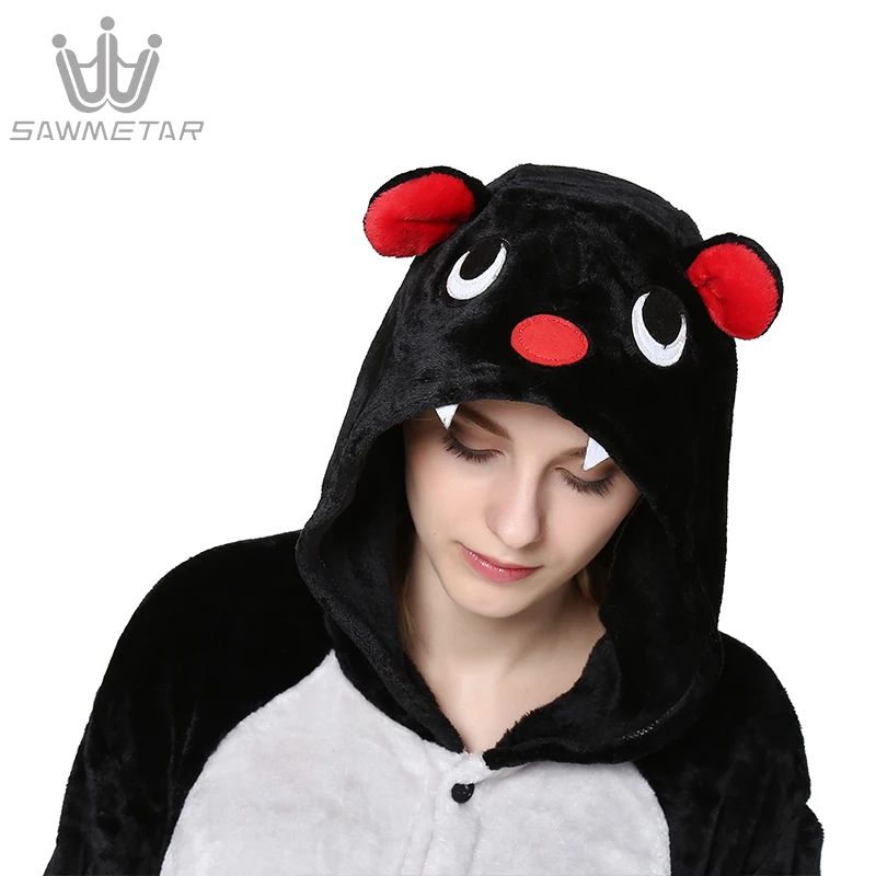 Для женщин Kugurumi взрослых пижамы с животными панда на зиму, теплые, фланелевые пижамы Для женщин Пижама с длинными рукавами комбинезон одежда для дома
