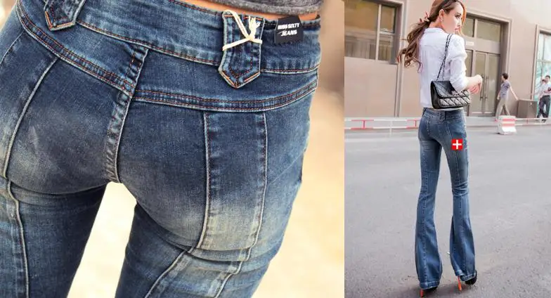 American Apparel High Waist Jeans Mujer Stretch Denim Pants Bell Bottom Hip Trousers Pantalones Feminina Flare |