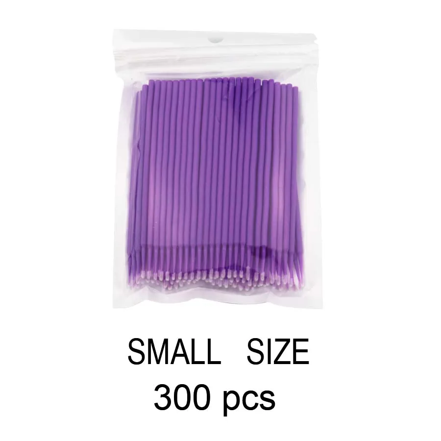 300pcs Purple Щетка для ресниц 100/200/300 шт одноразовые зубные микро аппликаторы для прививки ресницы прочный расходные материалы для наращивания ресниц - Цвет: 300pcs Purple