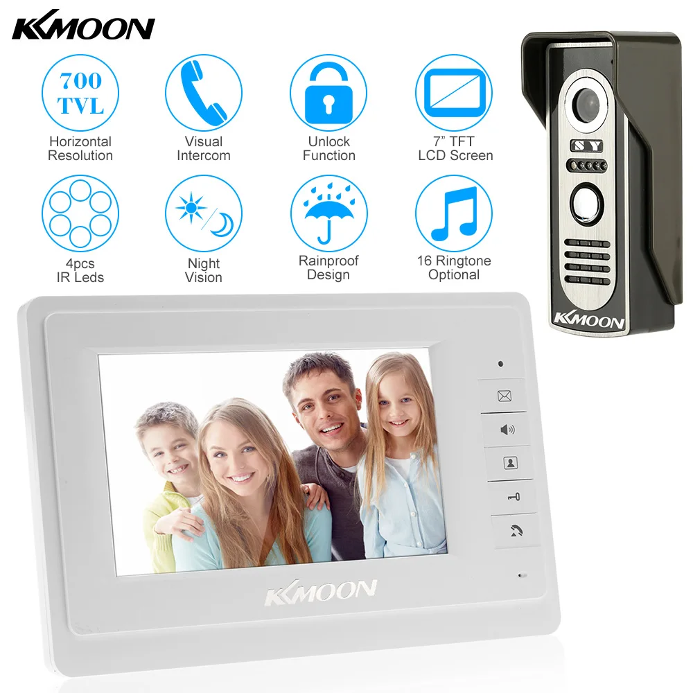 KKMOON 7 ''TFT LCD визуальный домофон Проводной Видео дверной телефон система звонок