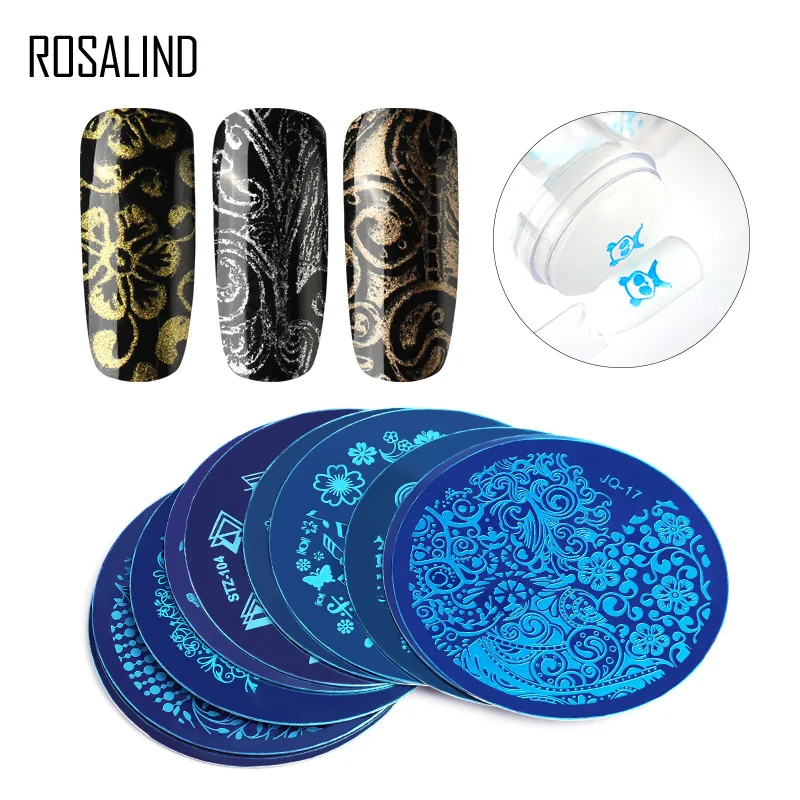 

ROSALIND Nail Art Stamp Stamping Plate Stainless Steel Nail Template 20 Styles For Choose Manicure Stencil Tools Stamping