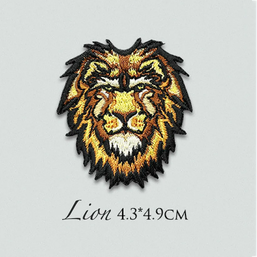 Lion A Мультяшные животные железные нашивки для одежды тигр лев волк кабан вышивка значки аппликаций для одежды футболка джинсы обувь - Цвет: Lion A
