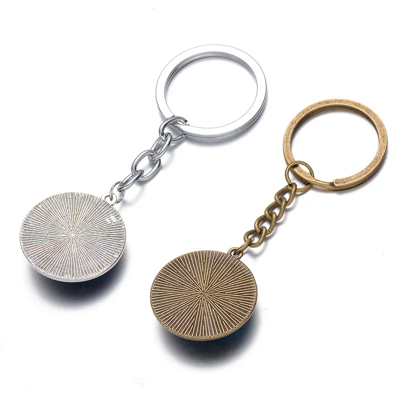 

XKXLHJ New Blue Flower Of Life Key Ring Art Glass Pendant Mandala Key Chain Sacred Geometry Keychain handmade Jewelry For Gifts