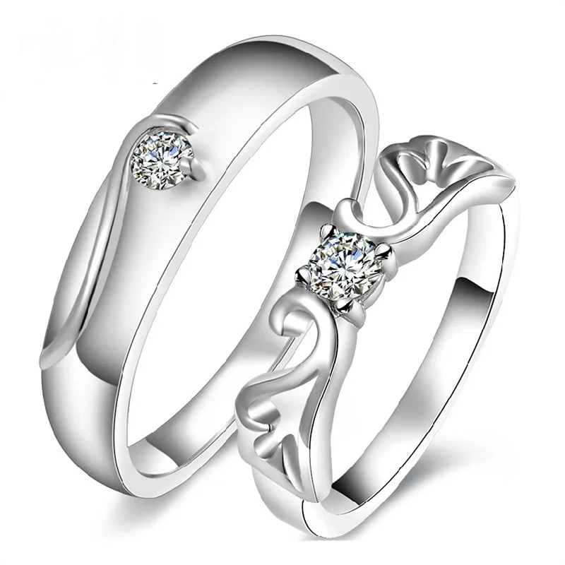 Модные кольца для пар роскошные открытые мужчин и женщин с инкрустацией из