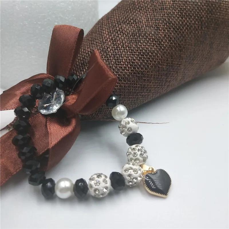 Хит, красивый Кристальный браслет и браслет, эластичные браслеты в форме сердца для женщин, ручная работа, цветные Кристальные жемчужные бусины, ювелирные изделия