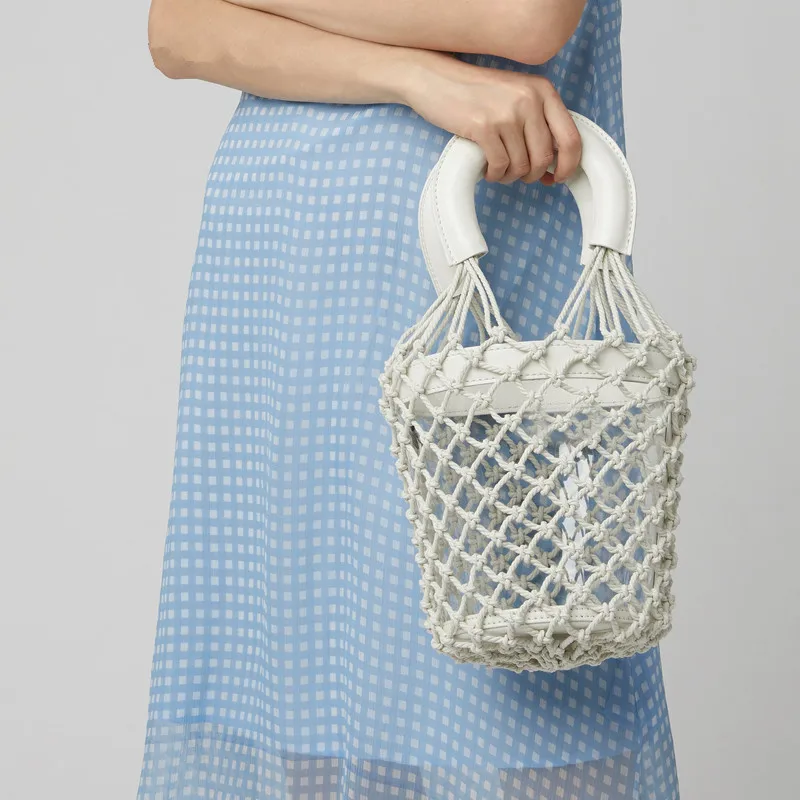 

2019 Straw Bag For Women New Fashion Transparent Shoulder Hollow Beach Shoulder Crossbody Bucket Bag Female Handbags And Purses