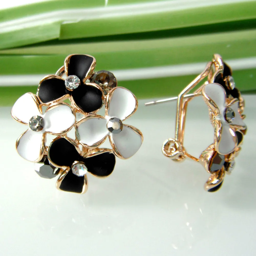 Серьги гвоздики с кристаллами Navachi черные и белые серьги SMT1692|ear studs|crystal earearrings earring