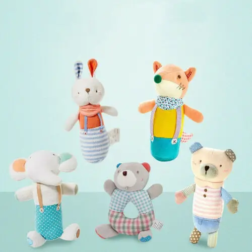 HOT Soft Sound Animal Handbells plush Squeeze Rattle For Newborn Baby Toys Hand Bell Gift Rattles &amp Mobiles | Игрушки и хобби