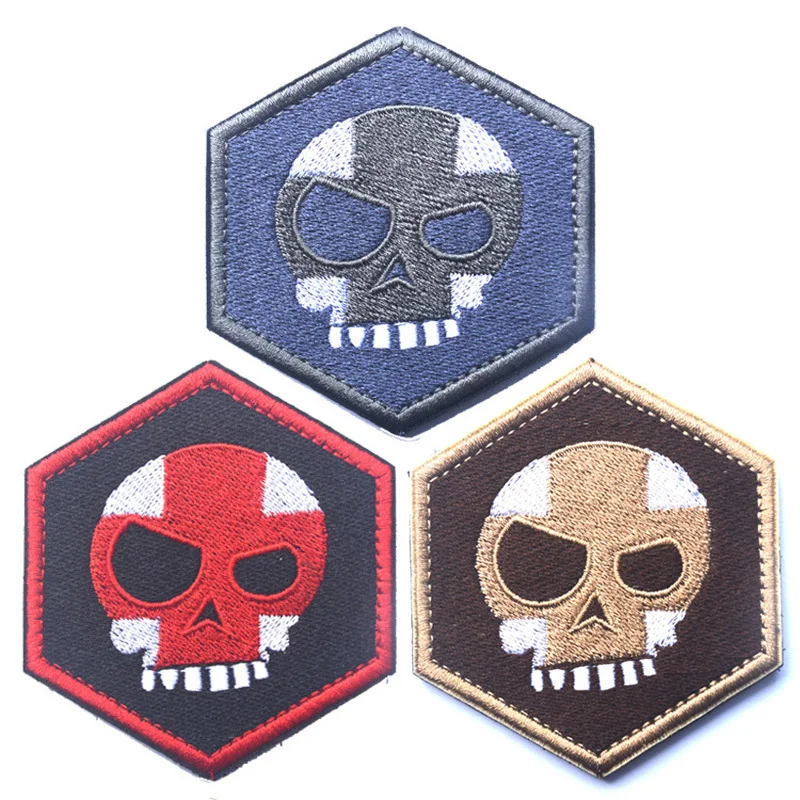 Mean T-Skull Hex Patch Red Cross Skull Tactical Morale Embroidered Applique Clothing Badge For Jackets Jeans Backpack Cap | Дом и сад
