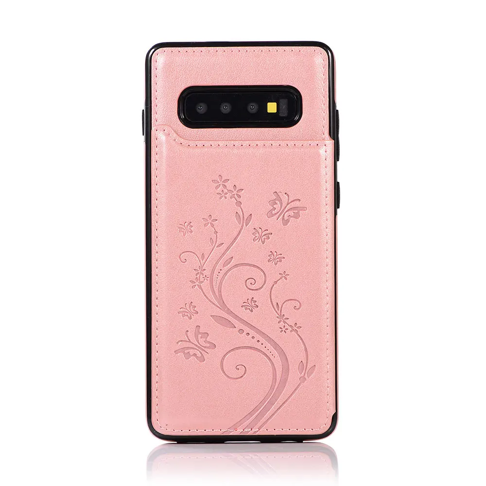 Чехол KISS в винтажном стиле из искусственной кожи чехол s для samsung Galaxy S8 S9 S10 Plus S10e слот для карт чехол для телефона samsung Note 9 8 чехол - Цвет: Золотой