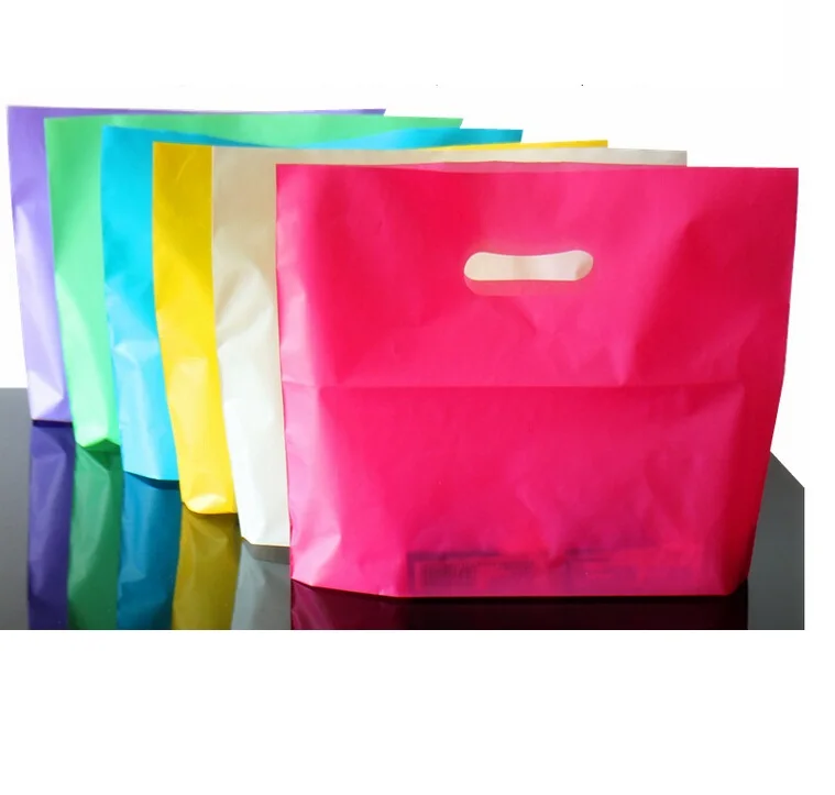 

50pcs Samll large Plastic Packaging Bag With Handle Shopping Bag For Birthday party Gift Package Small Gift packing Bag