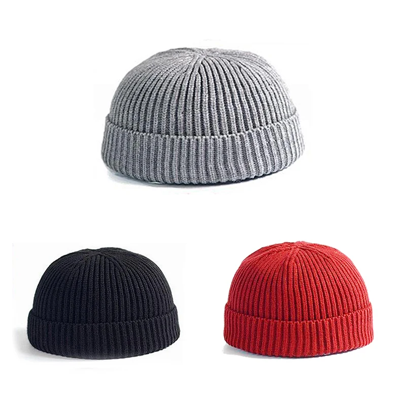 Зимние теплые трикотажные однотонные повседневное Короткие Стиль хип хоп Hat