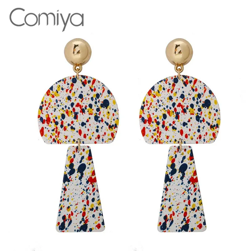 Comiya Ethnic Earrings Acrylic Mix Color Personality Long Jewelry Zinc Alloy Boucles D'Oreilles Pour Les Femmes Earring Women |