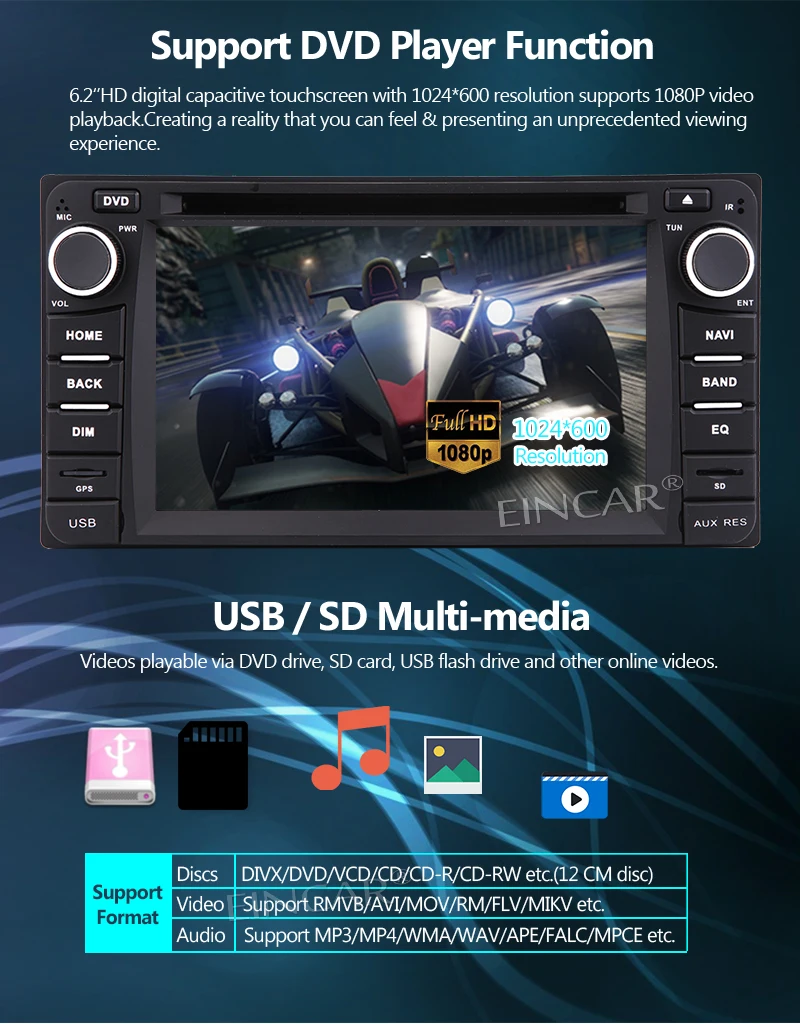 Eincar Android 7 1 двойной дин стерео для TOYOTA Corolla 1080 P воспроизведения видео монитор