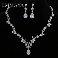 emmaya brand gorgeous aaa cz stones jewelry set white crystal flower party wedding jewelry sets for women