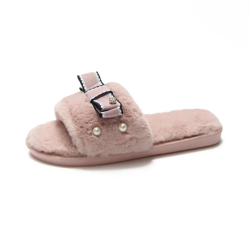 HEE GRAND Women 2019 Winter Indoor Slippers Causal Shoes Slip on with Bow-cot Pearl Warm Women's Mujer XWT1401 | Обувь