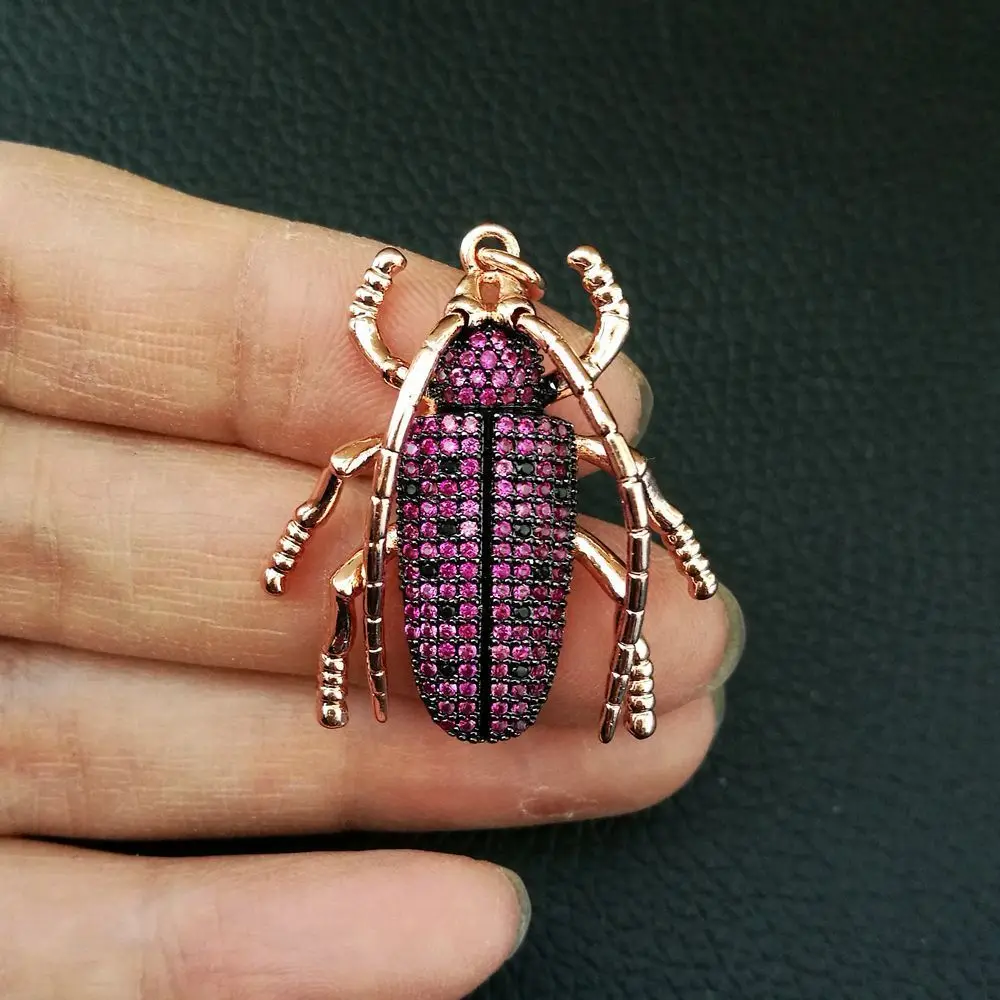 rose gold Cp074 1 PC 20x33 мм cz микро проложить длиннорогие кулон Талисманы Цепочки и ожерелья ювелирные изделия - Окраска металла: rose gold