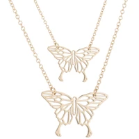 new trendy hollow out butterfly pendant necklace long chain stainless steel charm necklaces for women party jewelry accesorios