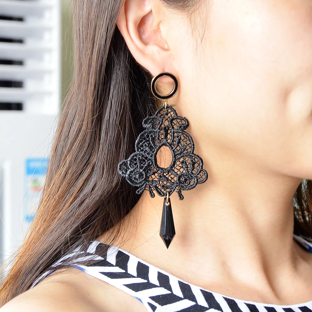Retro Style Lace Earrings Hollow Out Geometric Party For Women Black Acrylic Arrow Pattern Dangle | Украшения и аксессуары