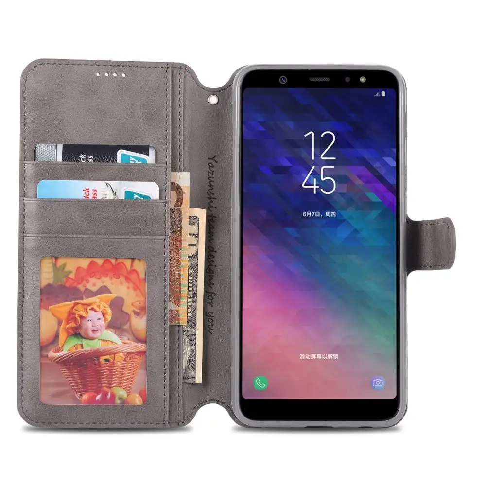 Роскошный кожаный чехол кошелек для Samsung Galaxy A6 2018 a6 plus с держателем карт флип кейс