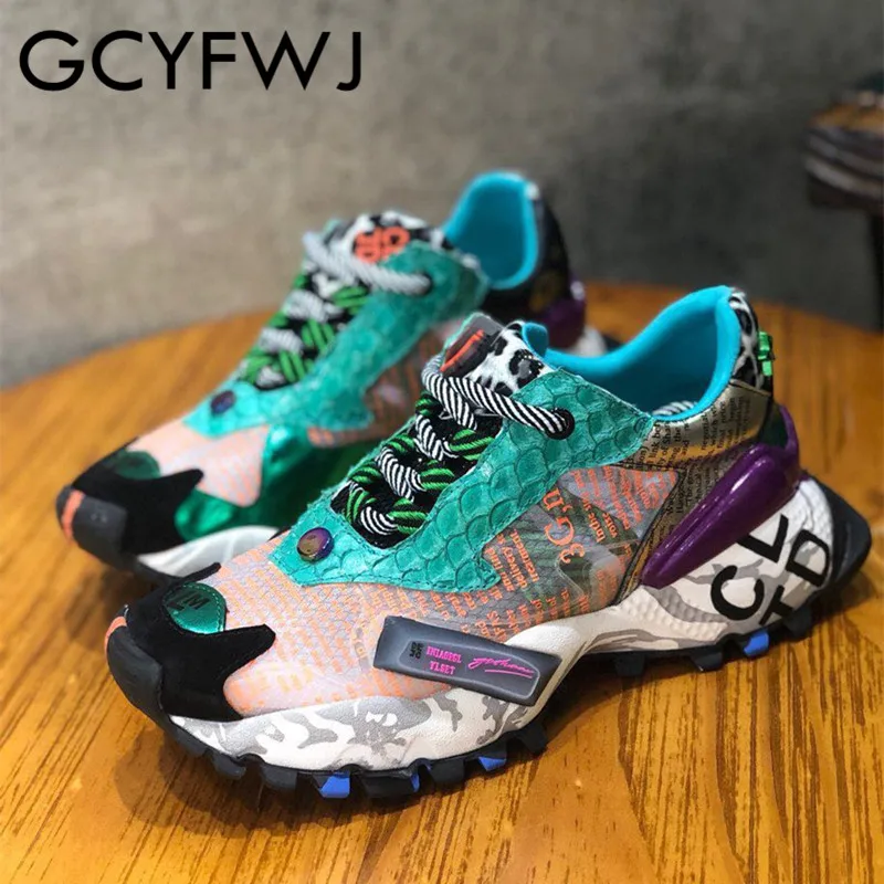 GCYFWJ/2019 г. Новые летние женские кроссовки дышащие сетчатые кожаные туфли