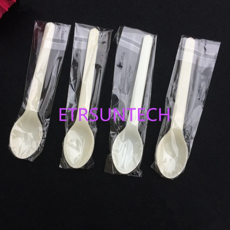 8000pcs/lot 10.7x2.3cmWrapped Disposable Spoons Plastic Spoon Pudding Ice Cream Cake Biscuits Gelato Yogur | Дом и сад