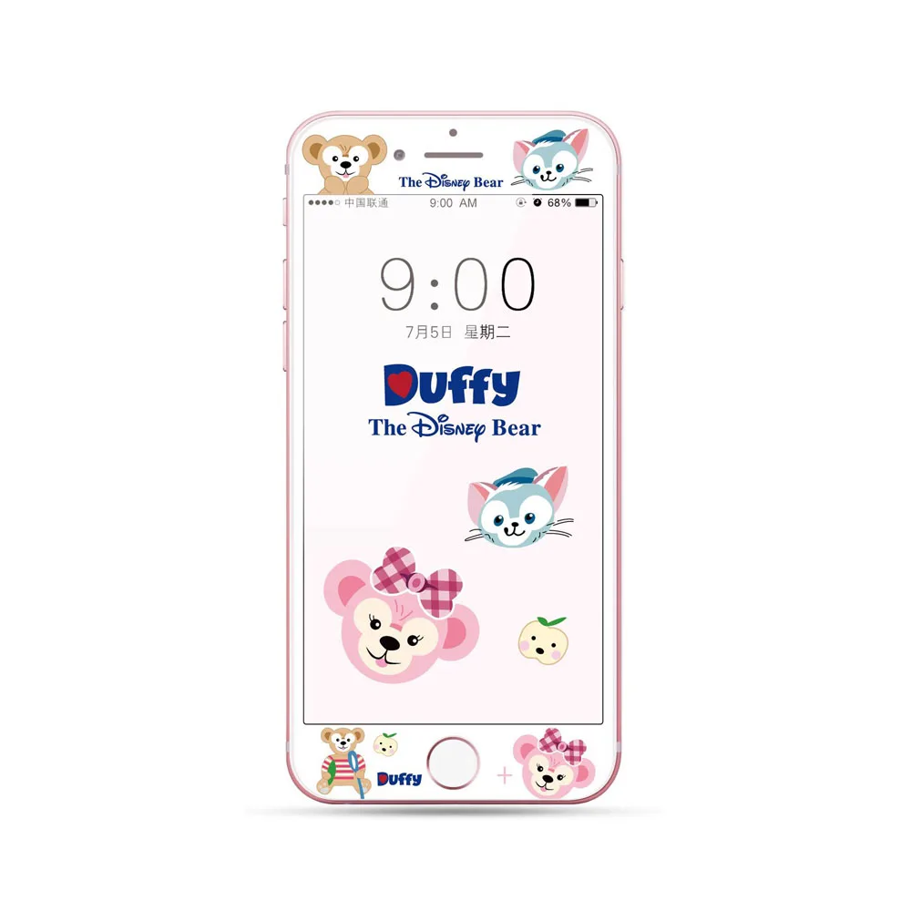 Kitty закаленное Стекло Экран среднего класса против царапин для iPhone 7 8 плюс 6 6s большие сумки из натуральной кожи Duffy и собаки из мультфильма, милая 3D с округленными изогнутыми краями с уровнем твердости 9H HD стеклянная плёнка SH83 - Цвет: Pink Duffy