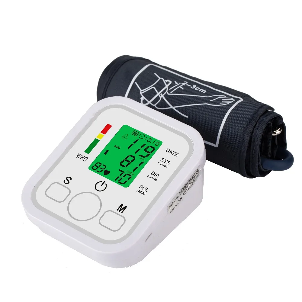 3 colors backlight voice Automatic Digital Arm Blood Pressure Monitor Sphygmomanometer Pressure Tonometer for Measuring Arterial