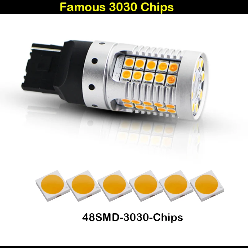 (4) Canbus No Hyper Flash Янтарный Желтый 7440 W21W WY21W T20 светодиодный Сменные лампы для авто