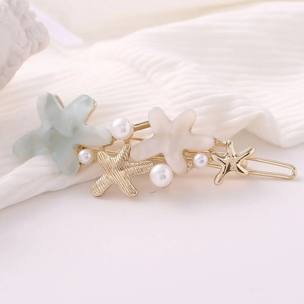 

1 PCS Korea New Hairpin Acetate Plate Jewelry Cute Acetic Acid five-pointed star metal hairpin starfish hairpin Hair Accessories