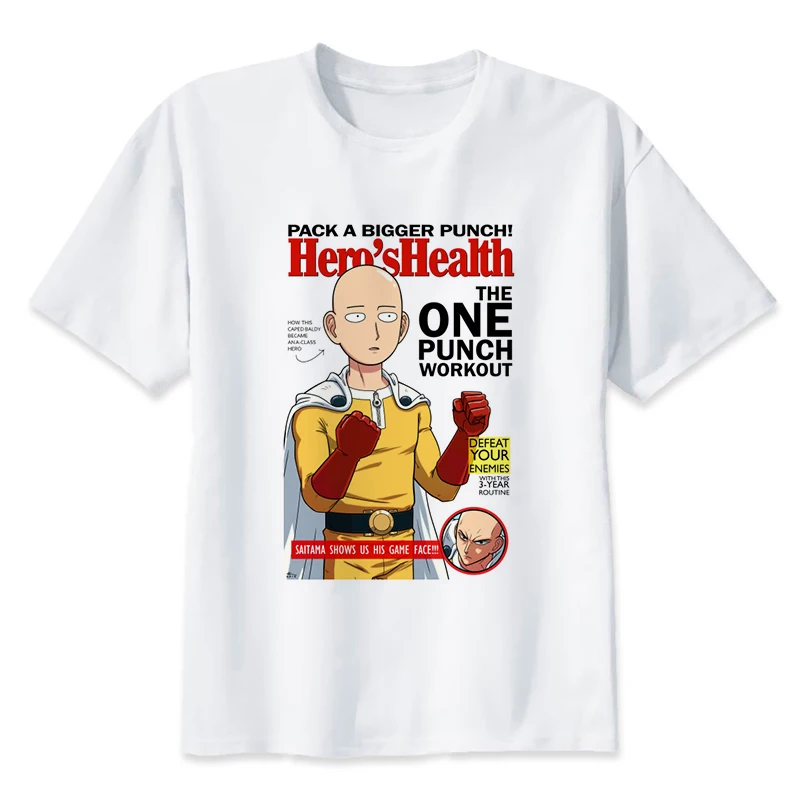 Футболка one punch man saitama, мужская летняя футболка с забавным принтом японского аниме, модные футболки с коротким рукавом белого цвета для мальчиков - Цвет: 916